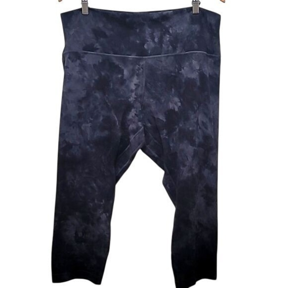 LULULEMON ALIGH HIGH RISE TIGHT CAPRI POCKET DIAMOND DYE PITCH‎ GRAY PANTS SZ 18